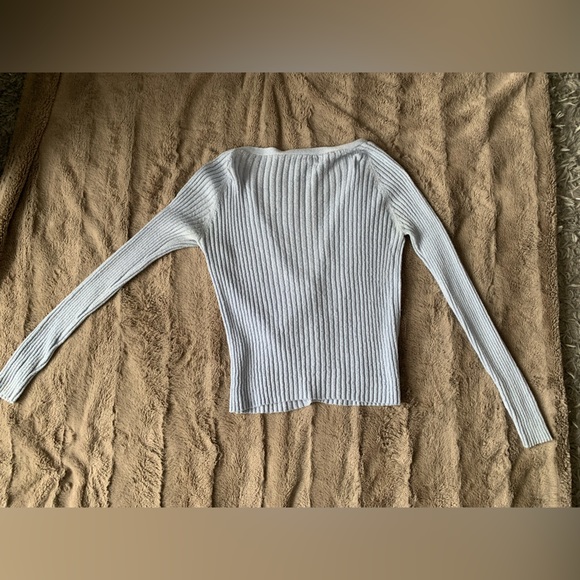 LIGHT BLUE RIBBED CARDIGAN - Picture 5 of 5